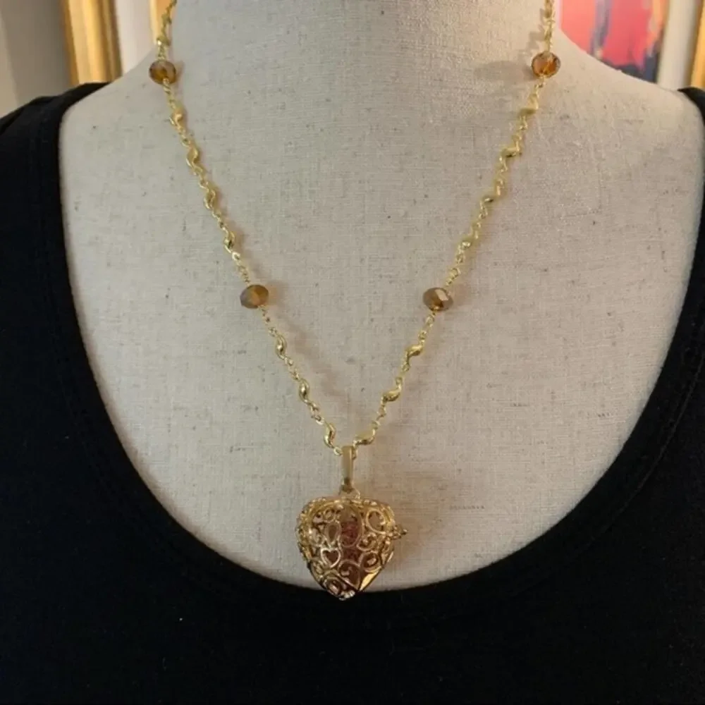 Essential oil diffuser‎ heart necklace gold locket